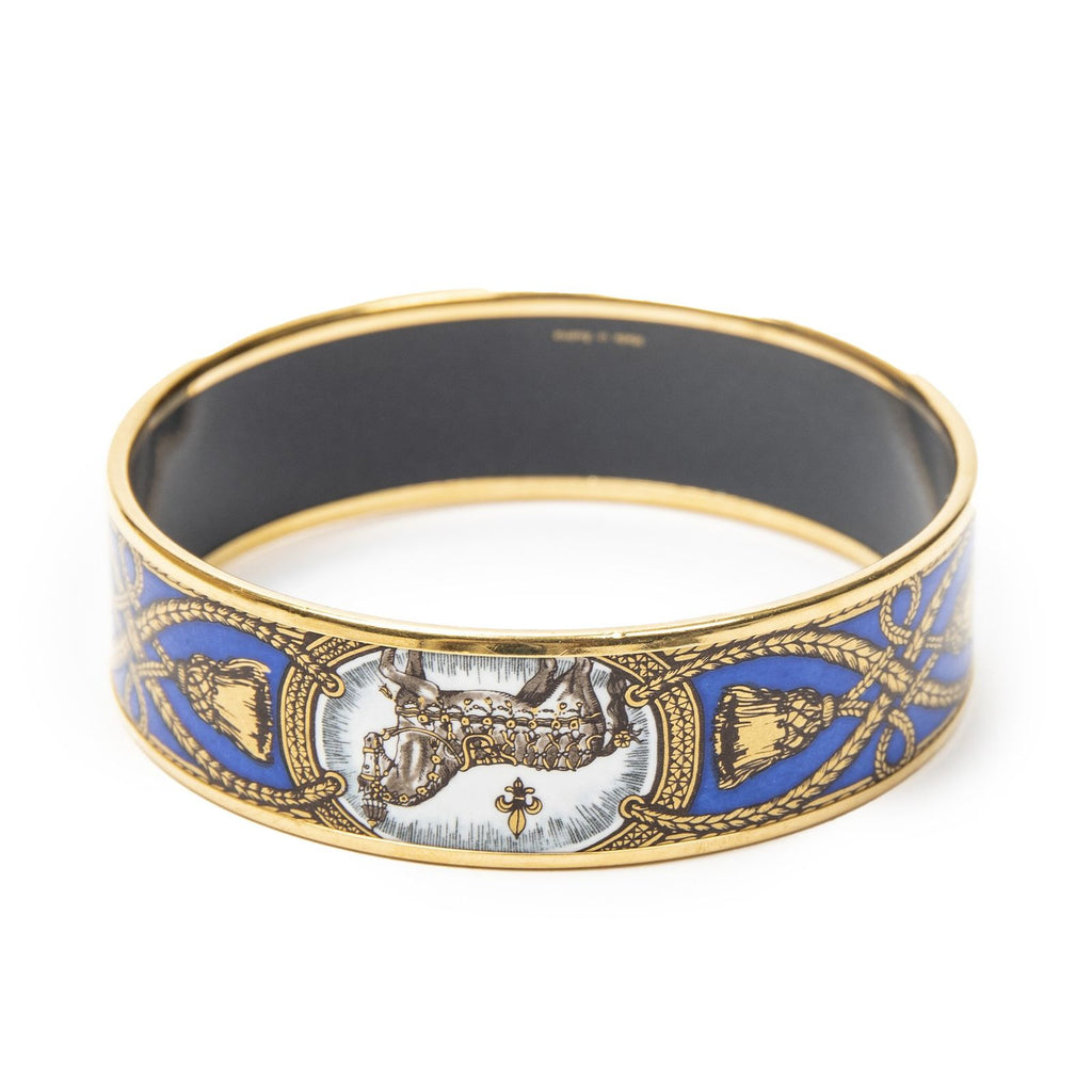 Hermes Enamel Bangle Blue Gold Plating Bracelet — view 3