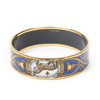Hermes Enamel Bangle Blue Gold Plating Bracelet — view 3