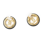 Chanel CC Logo Clip Type Earrings Black Gold Plated — view 3