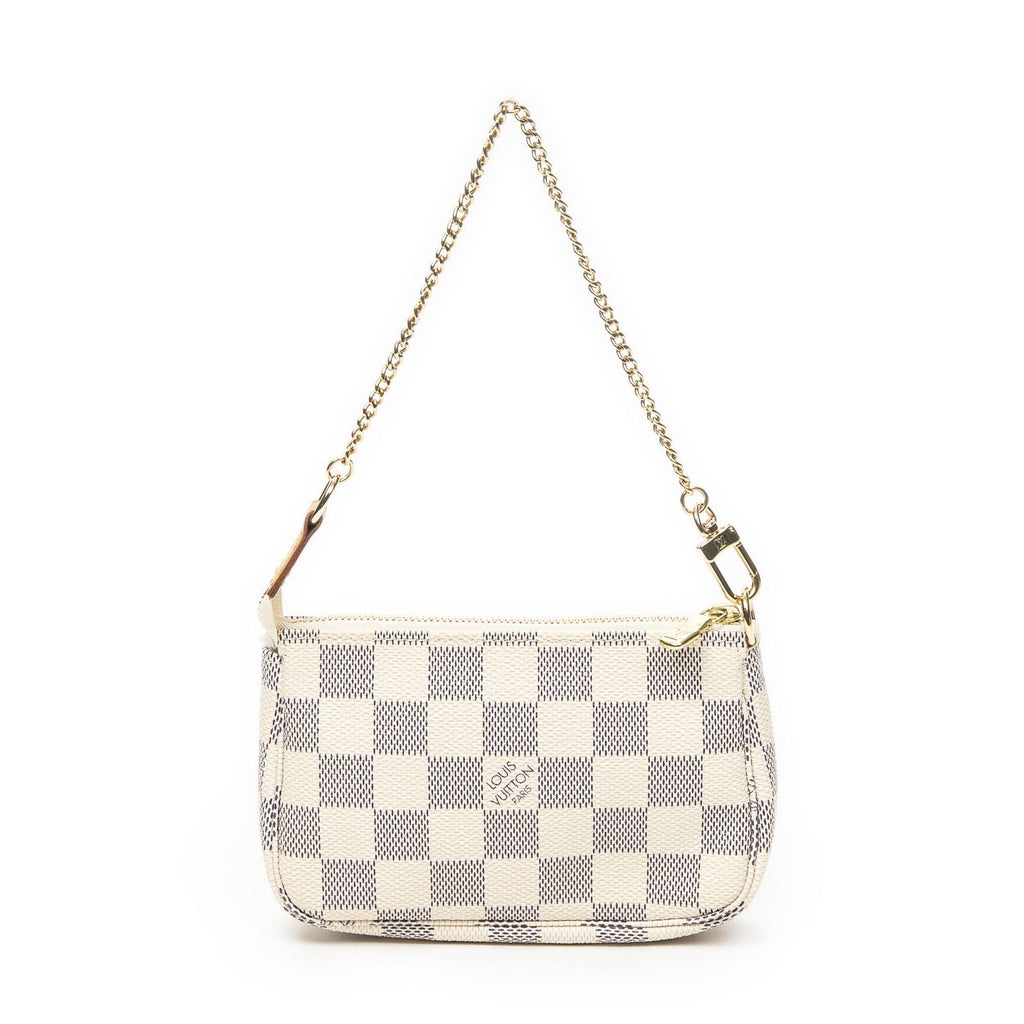 Louis Vuitton Mini Pochette Ivory Damier Azur Brooch — view 5