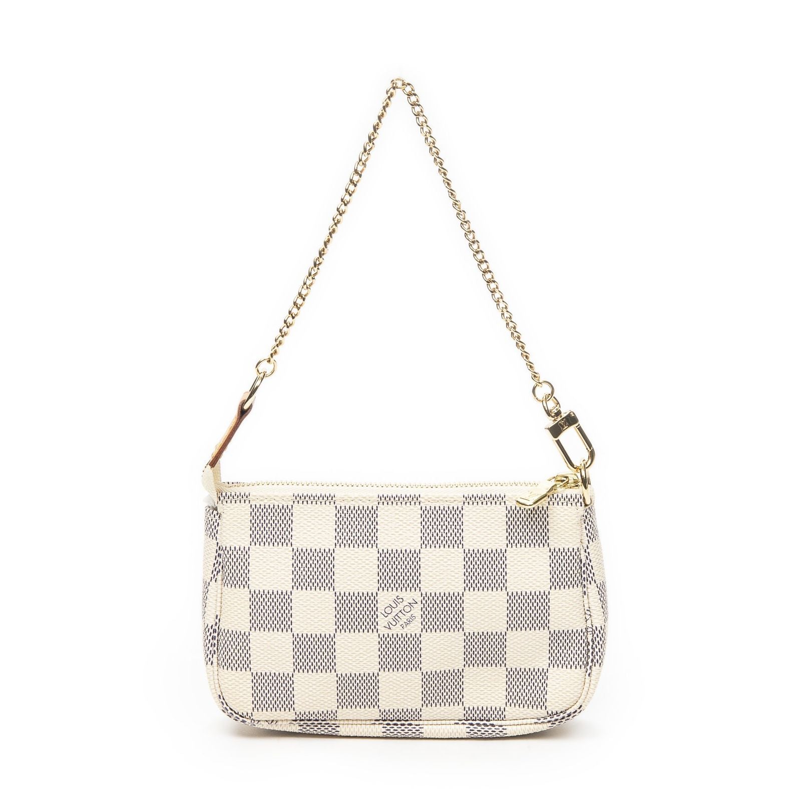 Louis Vuitton Mini Pochette Ivory Damier Azur Brooch — view 5