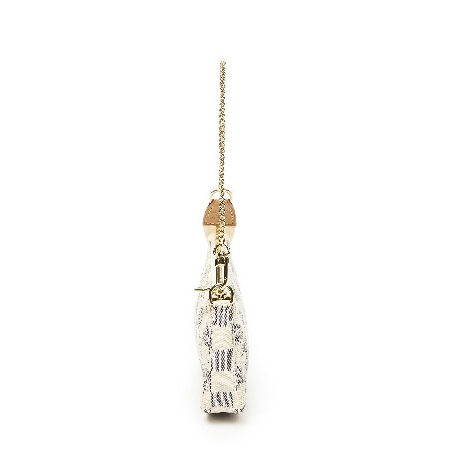 Louis Vuitton Mini Pochette Ivory Damier Azur Brooch — view 4