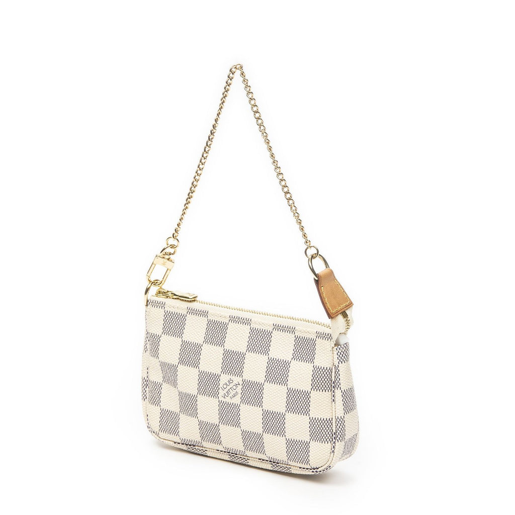 Louis Vuitton Mini Pochette Ivory Damier Azur Brooch — view 2