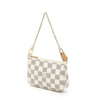 Louis Vuitton Mini Pochette Ivory Damier Azur Brooch — view 2
