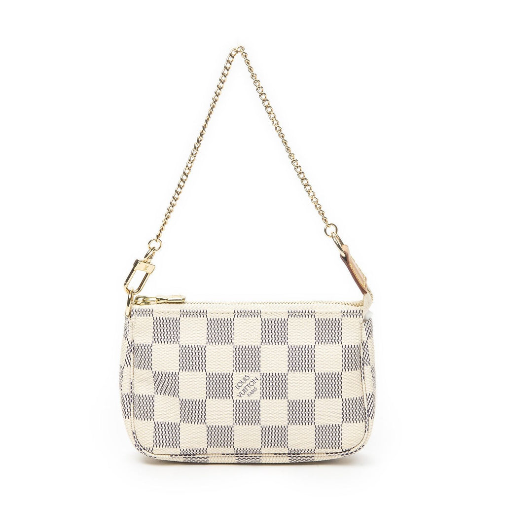 Louis Vuitton Mini Pochette Ivory Damier Azur Brooch