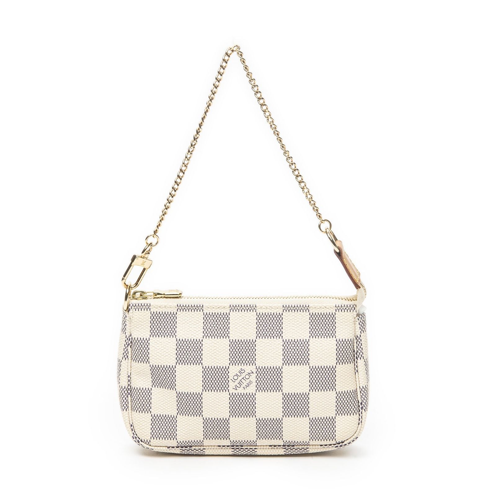 Louis Vuitton Mini Pochette Ivory Damier Azur Brooch