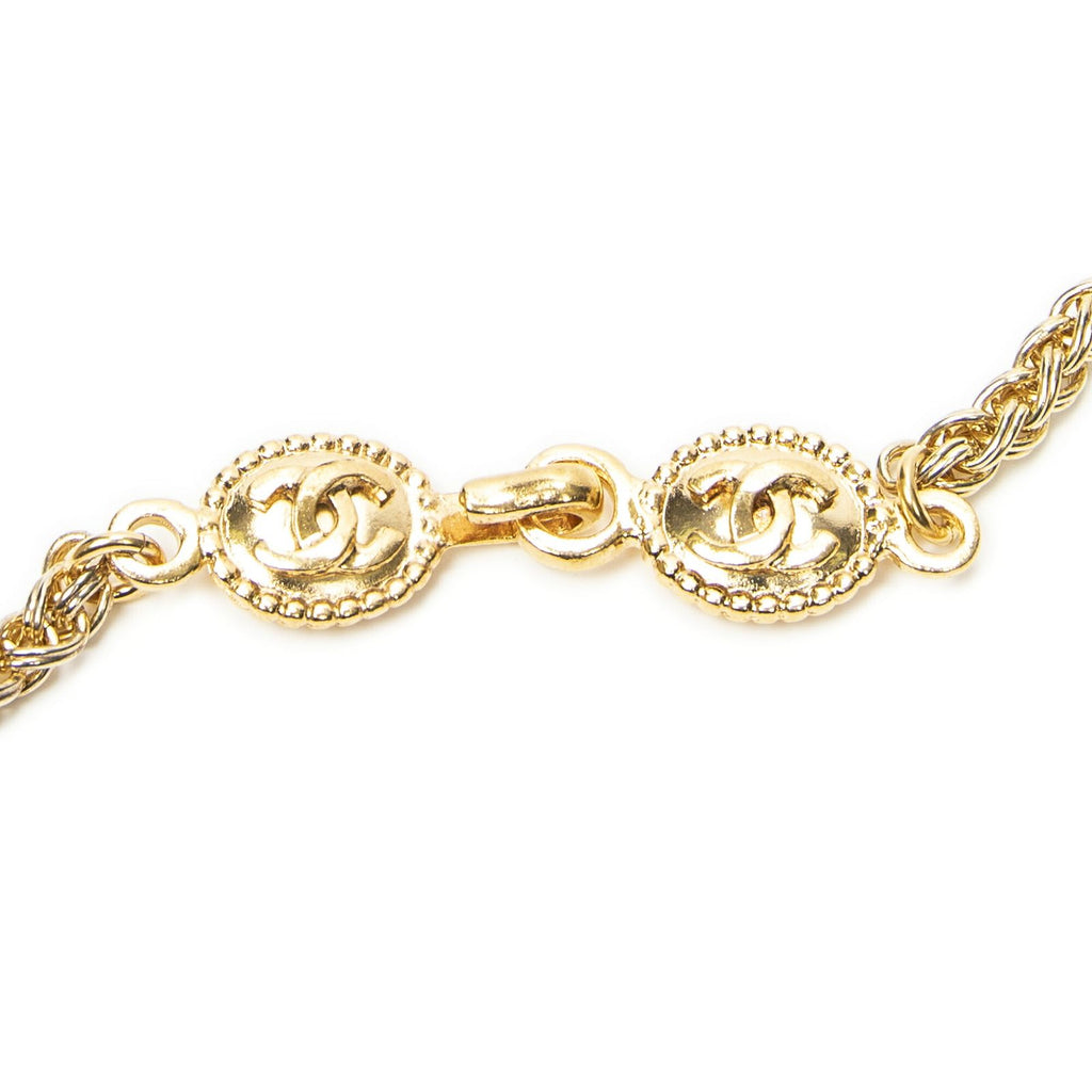Chanel CC Faux Pearl Pendant Gold Plated — view 3