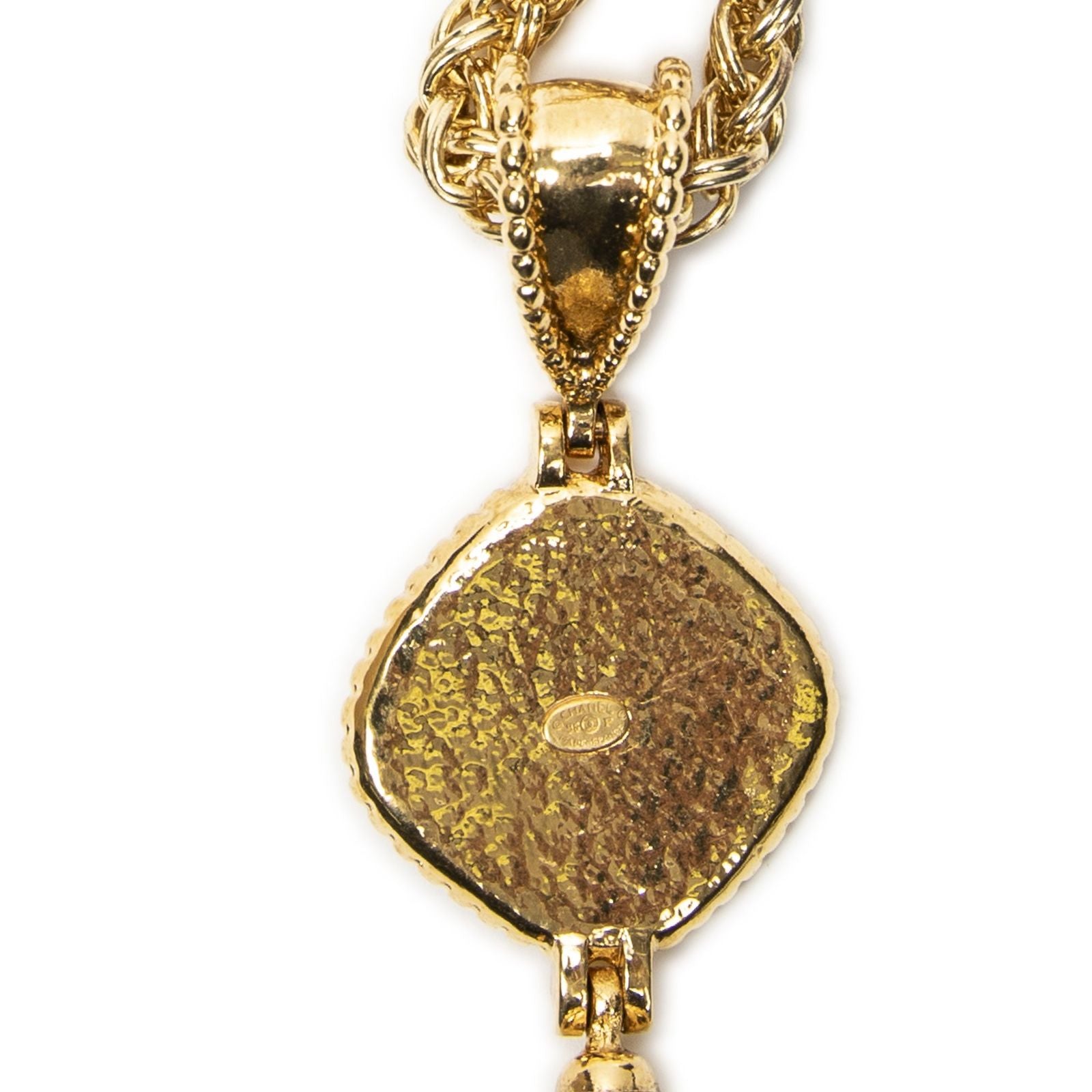 Chanel CC Faux Pearl Pendant Gold Plated — view 4