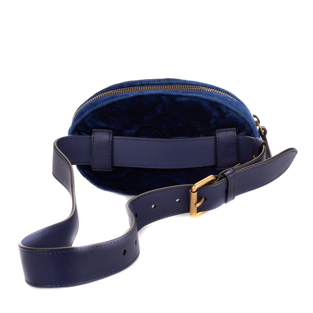 Gucci Marmont Belt Bag Navy Chevron Velvet Canvasa — view 5