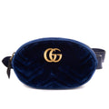Gucci Marmont Belt Bag Navy Chevron Velvet Canvasa