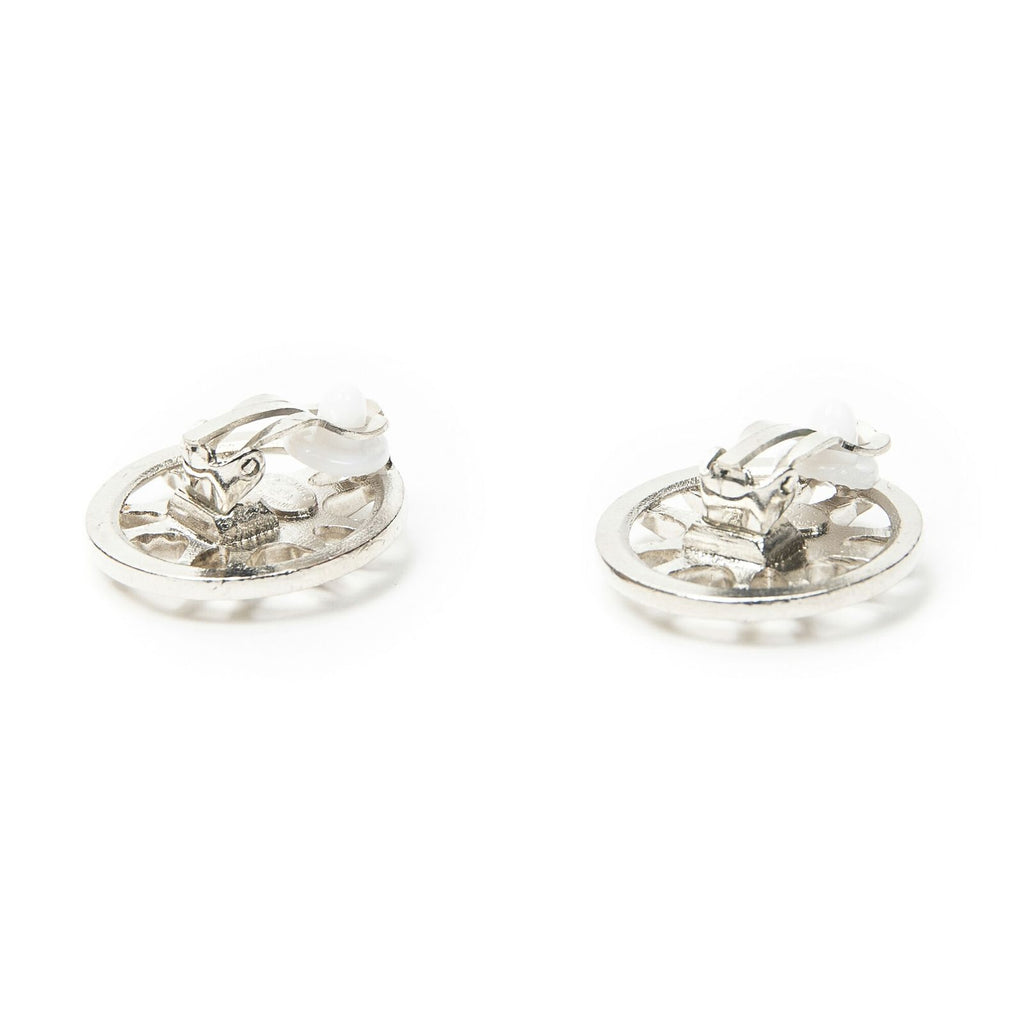 Chanel CC Logo Clip Type Earrings Silver Plated — view 2