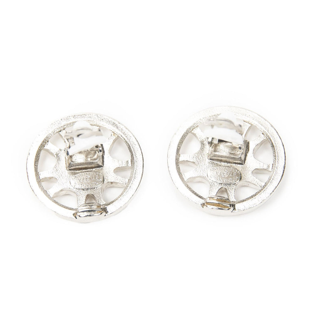 Chanel CC Logo Clip Type Earrings Silver Plated — view 3