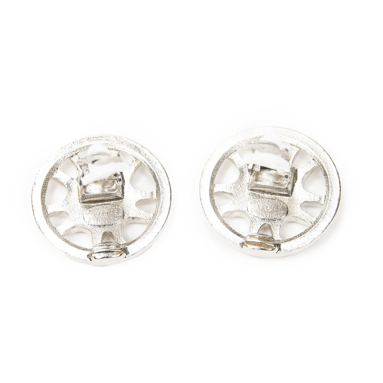 Chanel CC Logo Clip Type Earrings Silver Plated — view 3