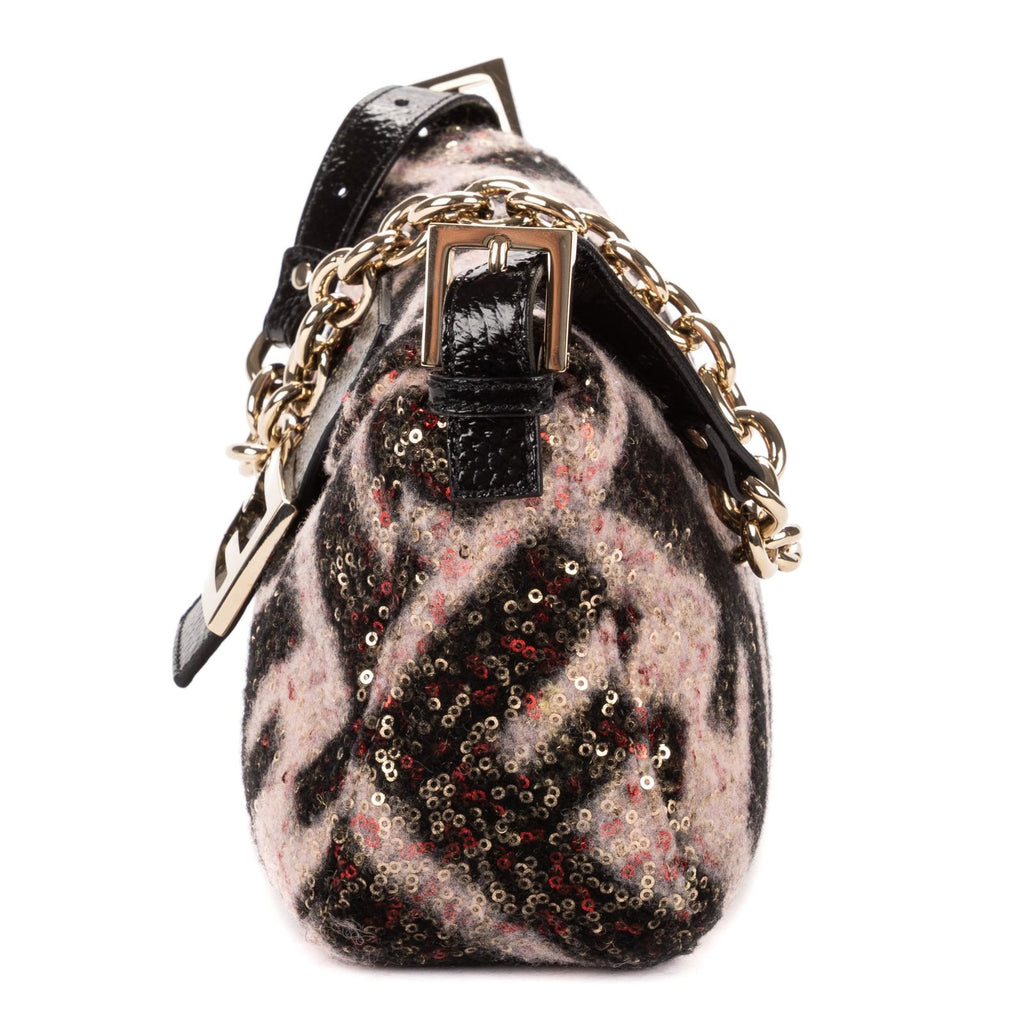 Fendi Mum Phone Black Pink Sequin Canvasa Shoulder — view 3