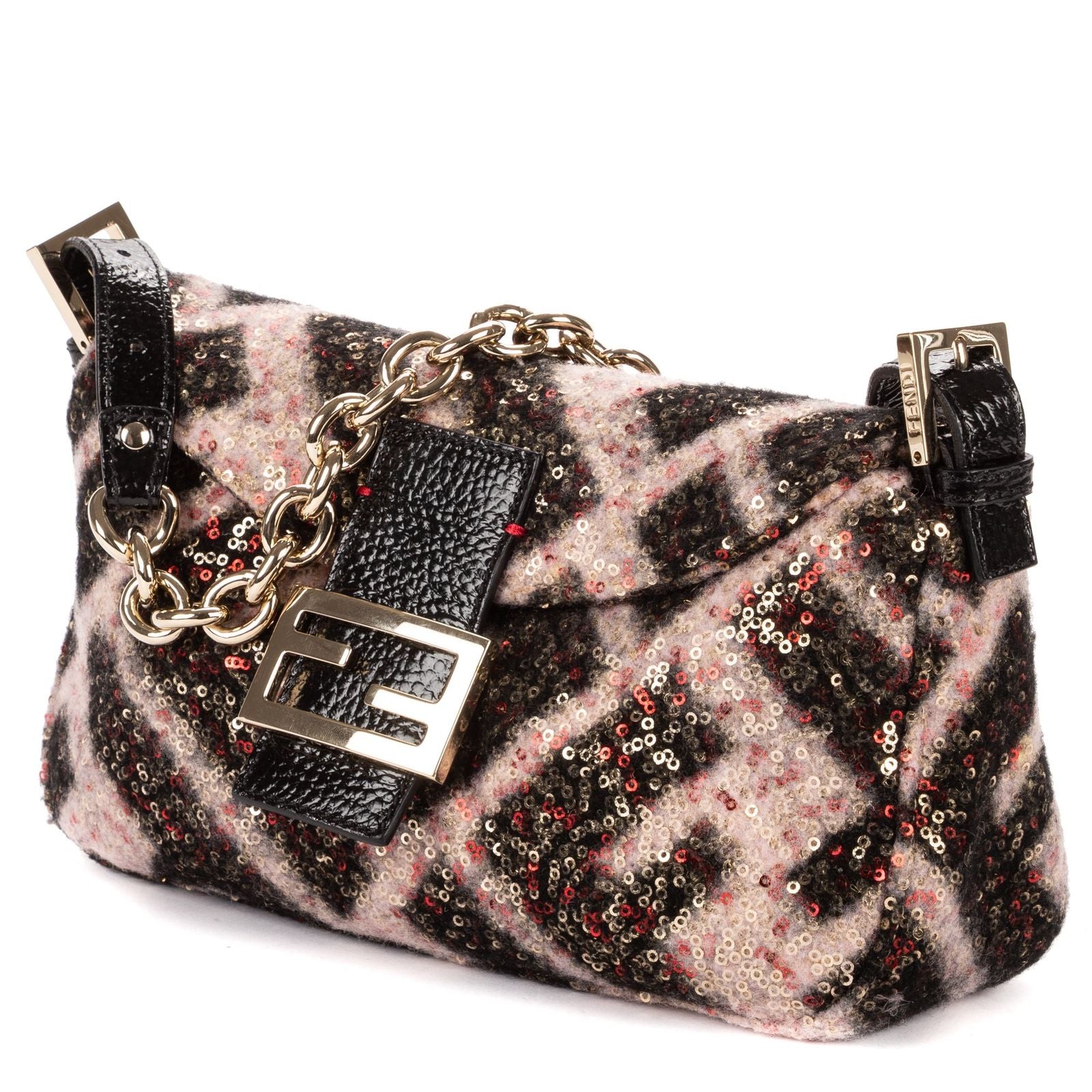 Fendi Mum Phone Black Pink Sequin Canvasa Shoulder — view 2