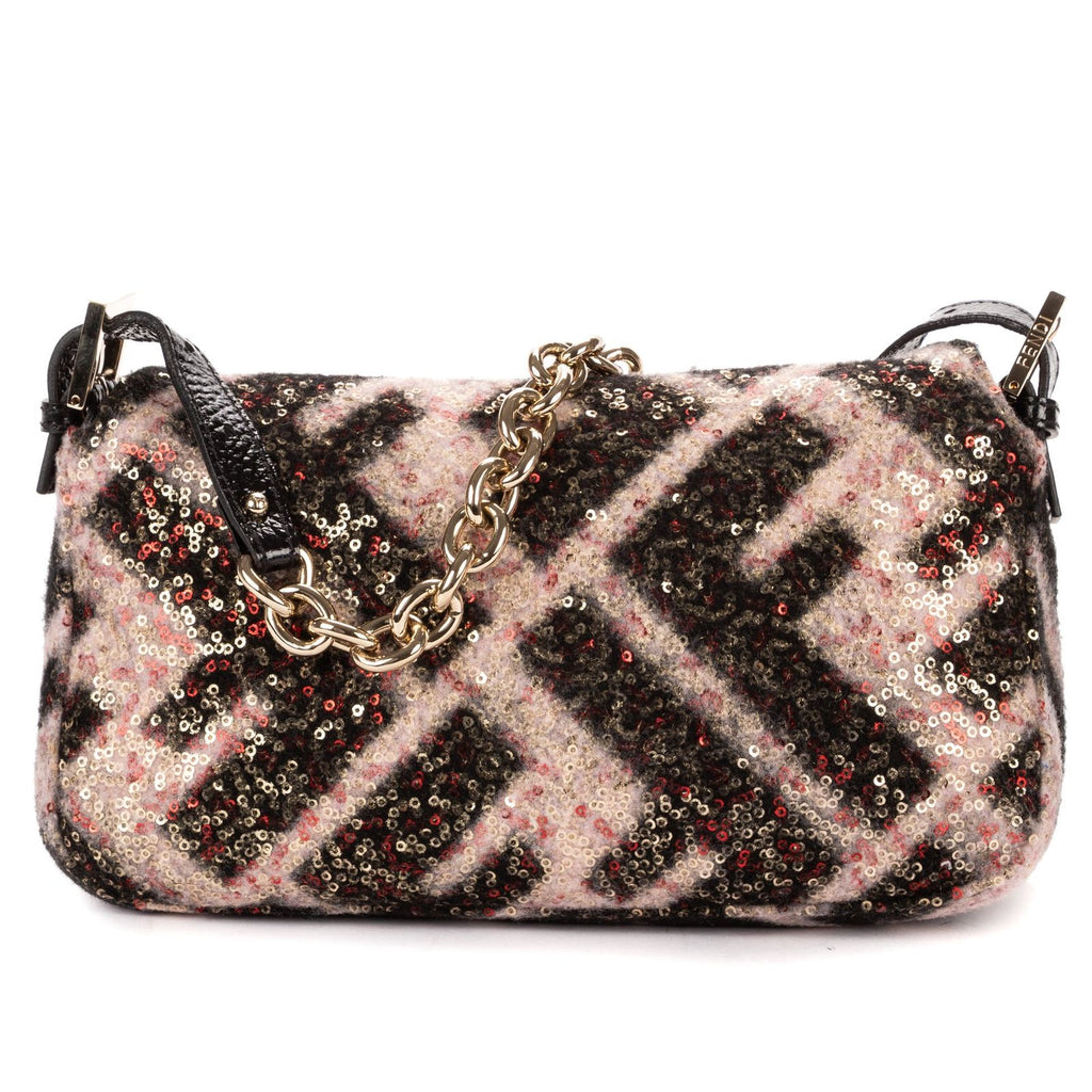Fendi Mum Phone Black Pink Sequin Canvasa Shoulder — view 5