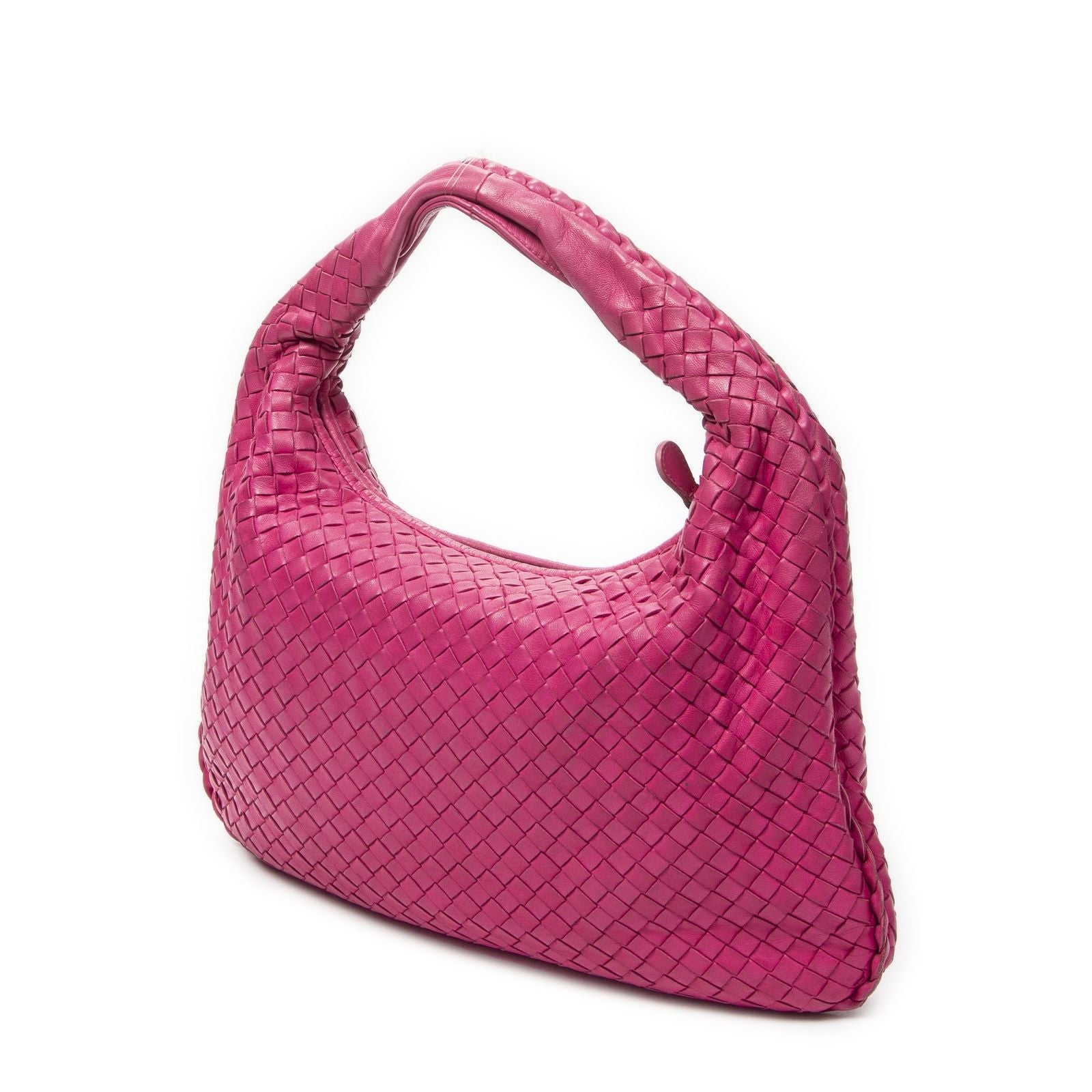 Bottega Veneta Bo Fuchsia Pink Intrecha to Leather Shoulder — view 2
