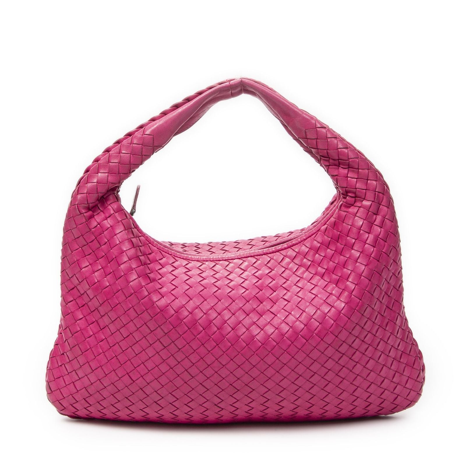 Bottega Veneta Bo Fuchsia Pink Intrecha to Leather Shoulder — view 5