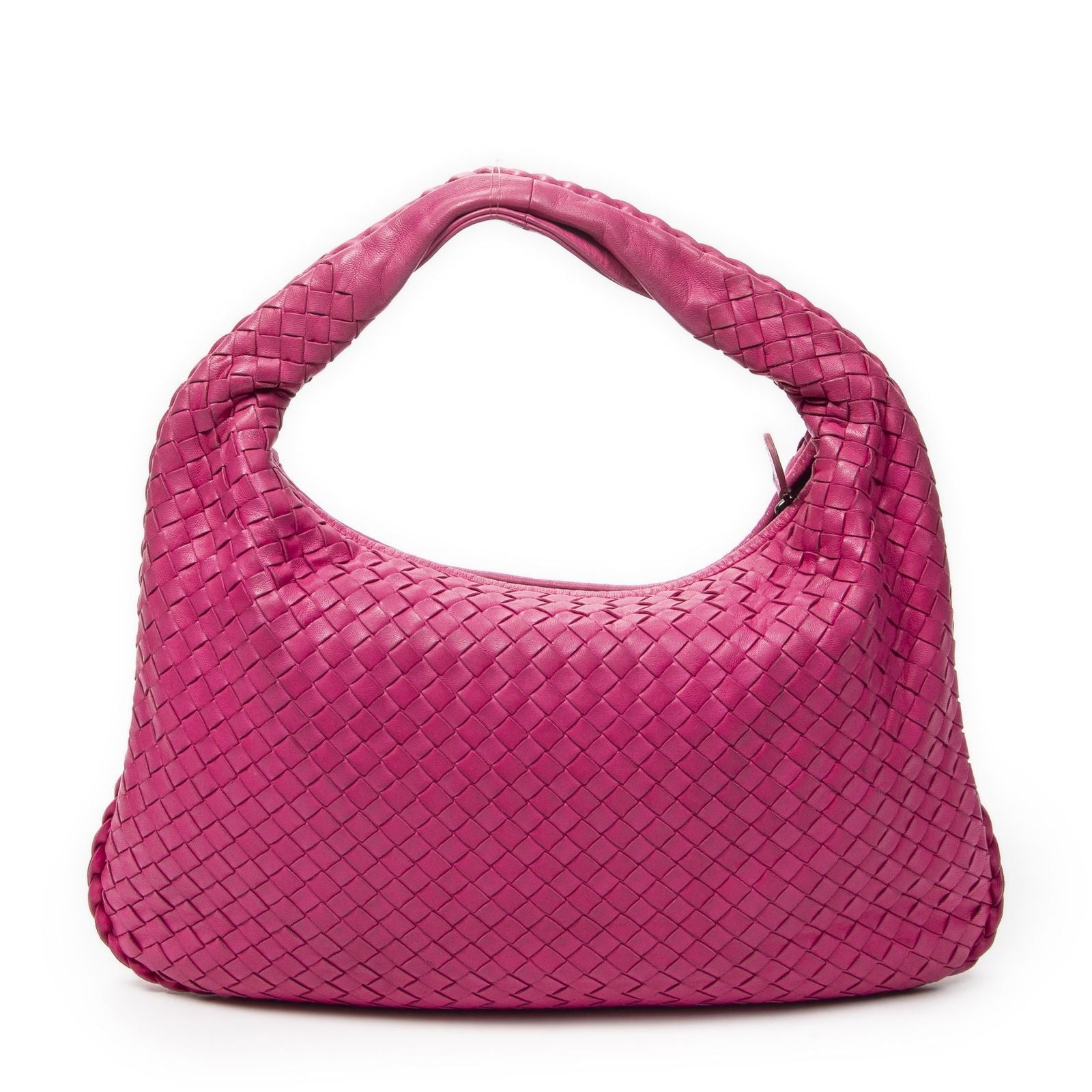 Bottega Veneta Bo Fuchsia Pink Intrecha to Leather Shoulder