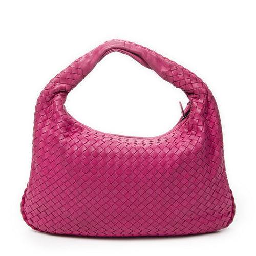 Bottega Veneta Bo Fuchsia Pink Intrecha to Leather Shoulder