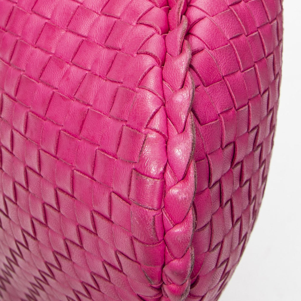 Bottega Veneta Bo Fuchsia Pink Intrecha to Leather Shoulder — view 8