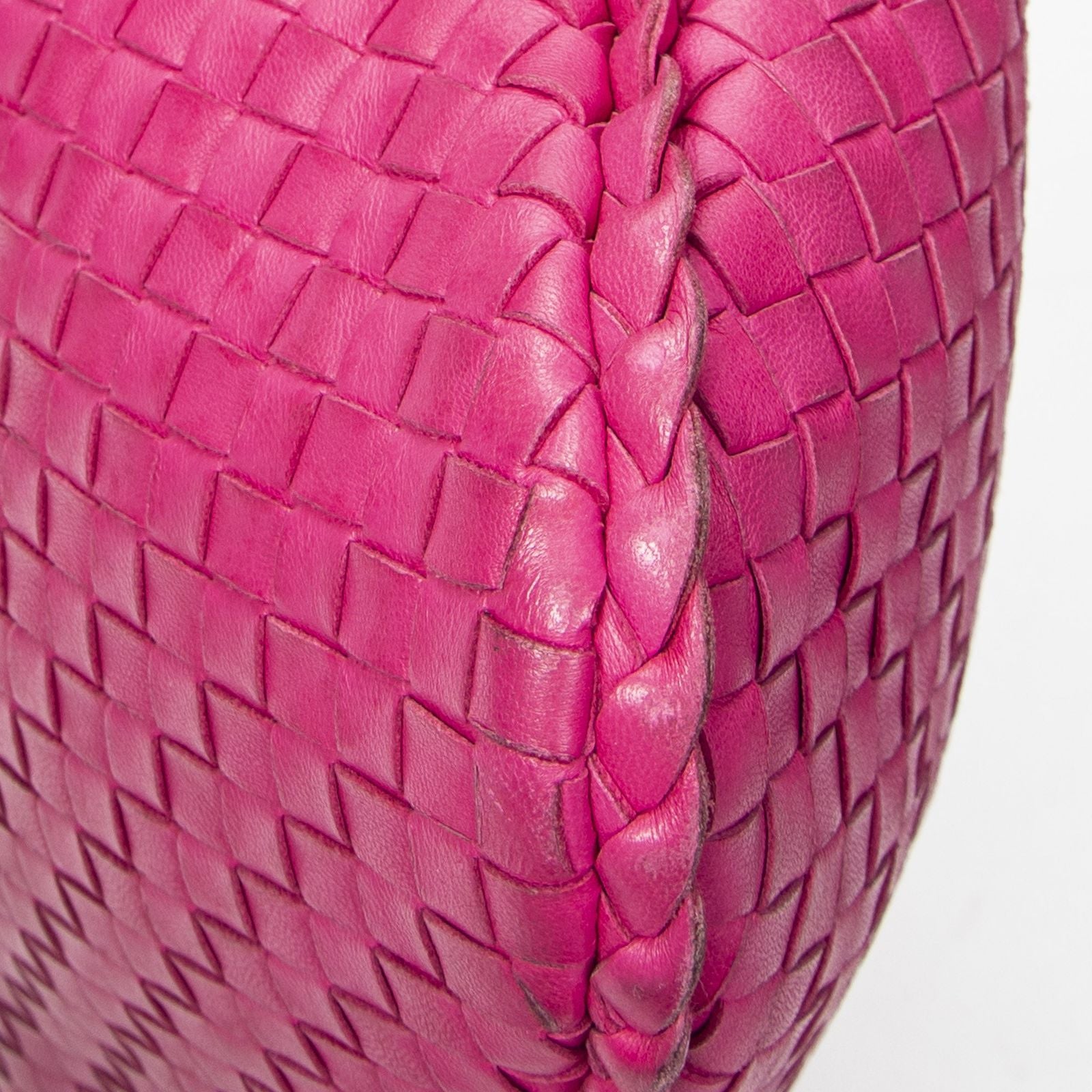 Bottega Veneta Bo Fuchsia Pink Intrecha to Leather Shoulder — view 8