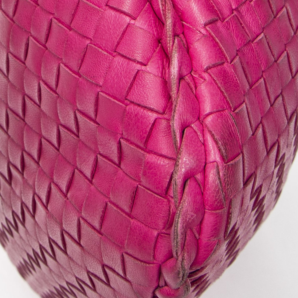 Bottega Veneta Bo Fuchsia Pink Intrecha to Leather Shoulder — view 7