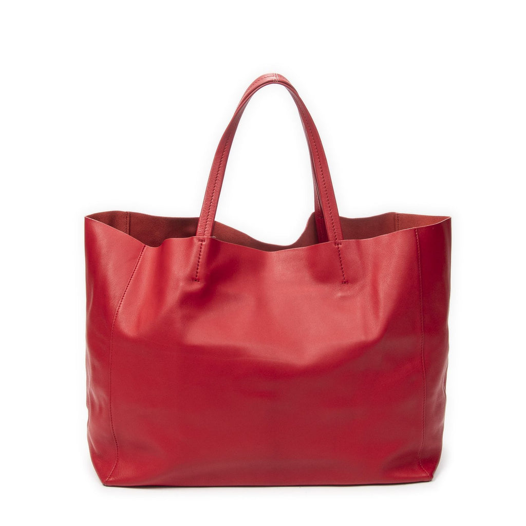 Celine Horizontal Cabas Red Calfskin Leather Tote — view 5