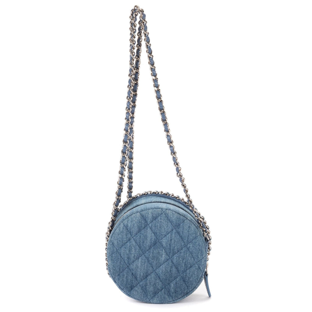 Chanel Mini Round Clutch Blue Denim Quilted — view 5