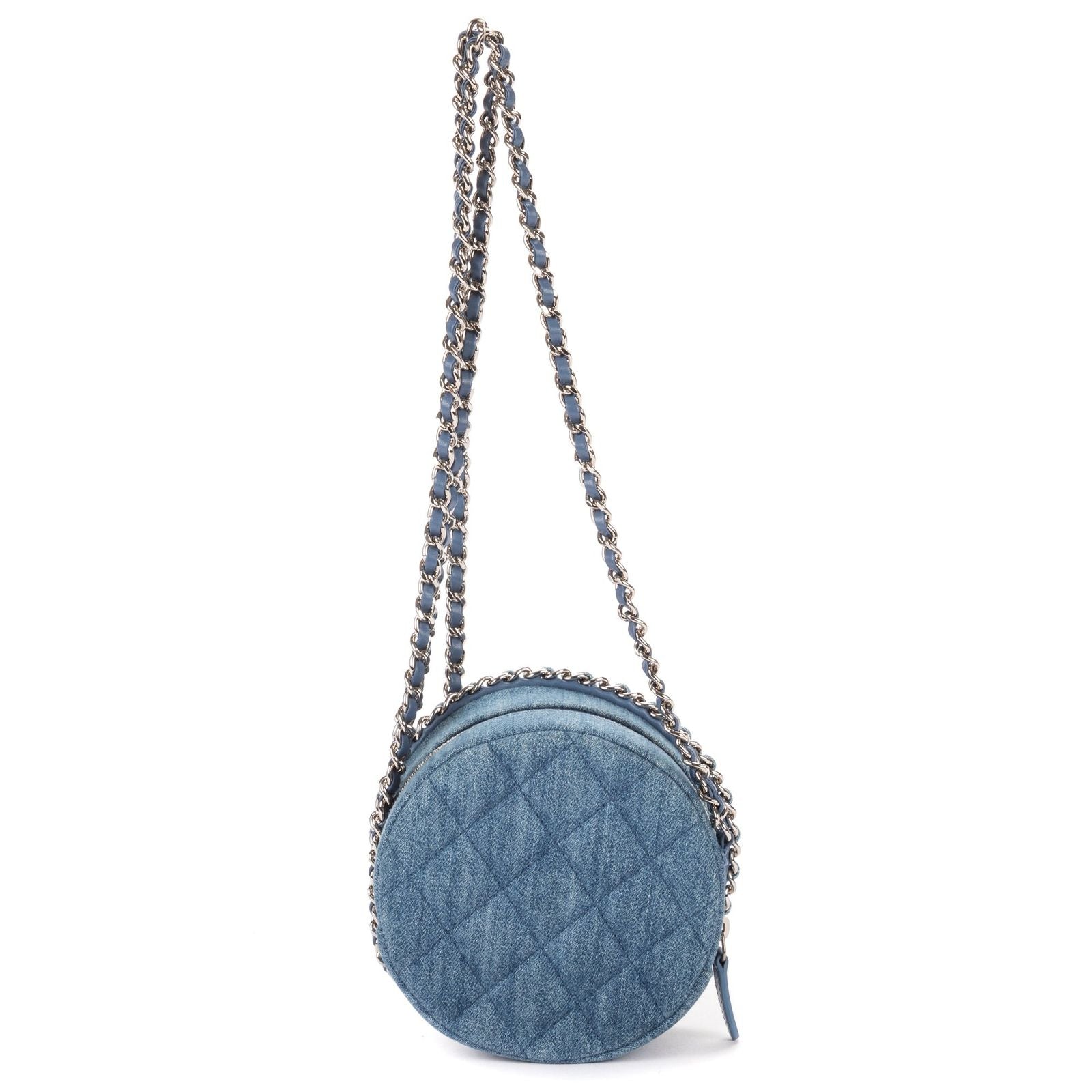 Chanel Mini Round Clutch Blue Denim Quilted — view 5