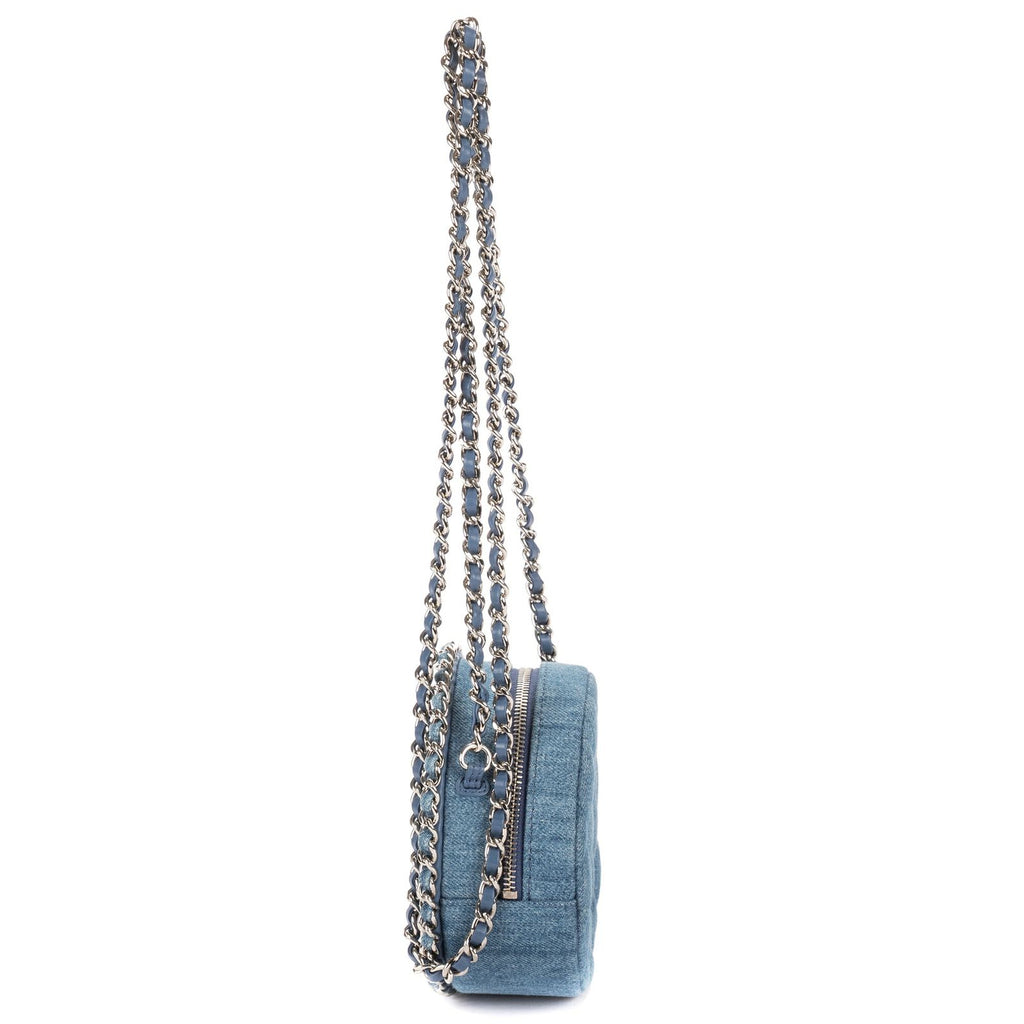 Chanel Mini Round Clutch Blue Denim Quilted — view 3
