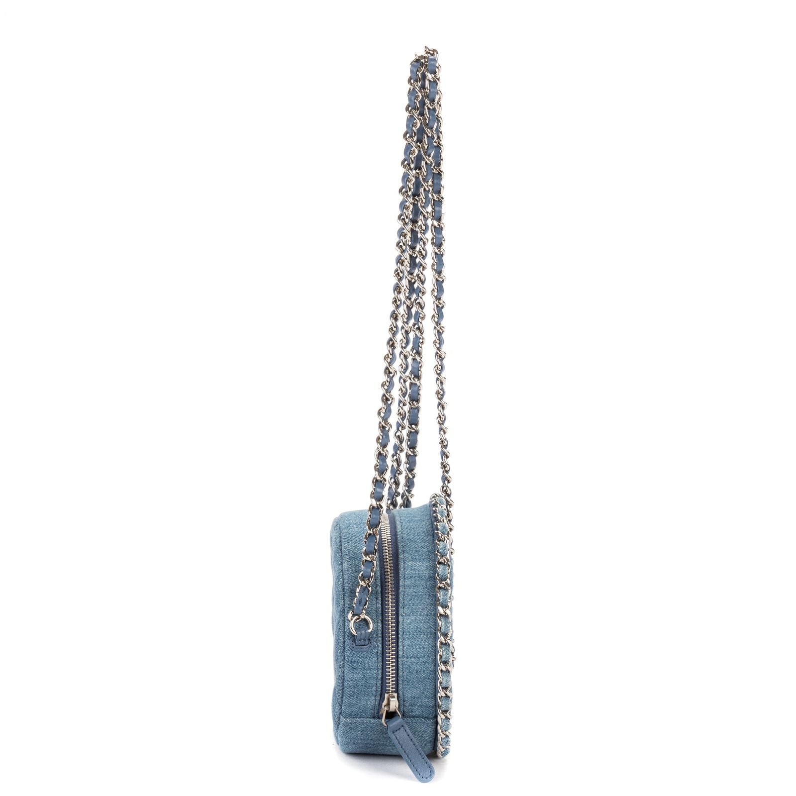 Chanel Mini Round Clutch Blue Denim Quilted — view 4