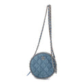 Chanel Mini Round Clutch Blue Denim Quilted