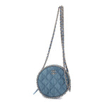 Chanel Mini Round Clutch Blue Denim Quilted