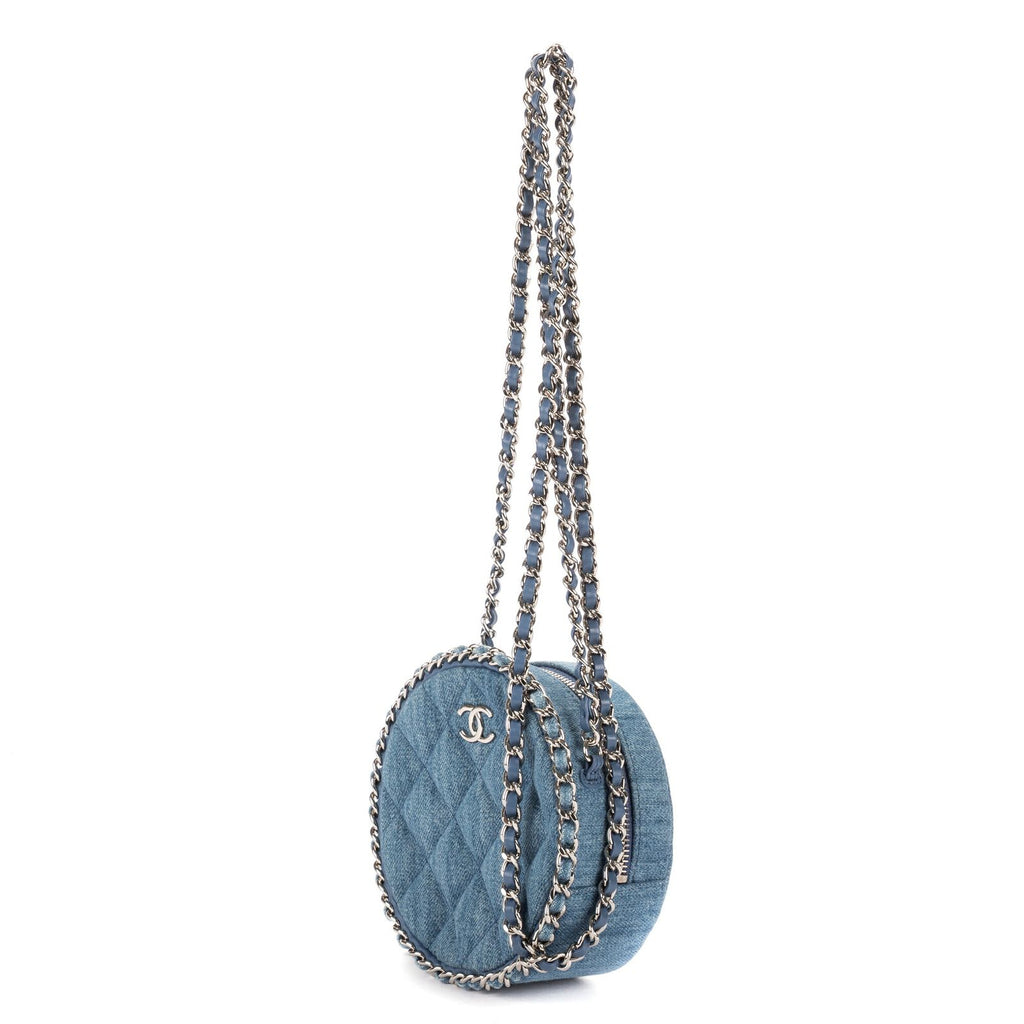 Chanel Mini Round Clutch Blue Denim Quilted — view 2