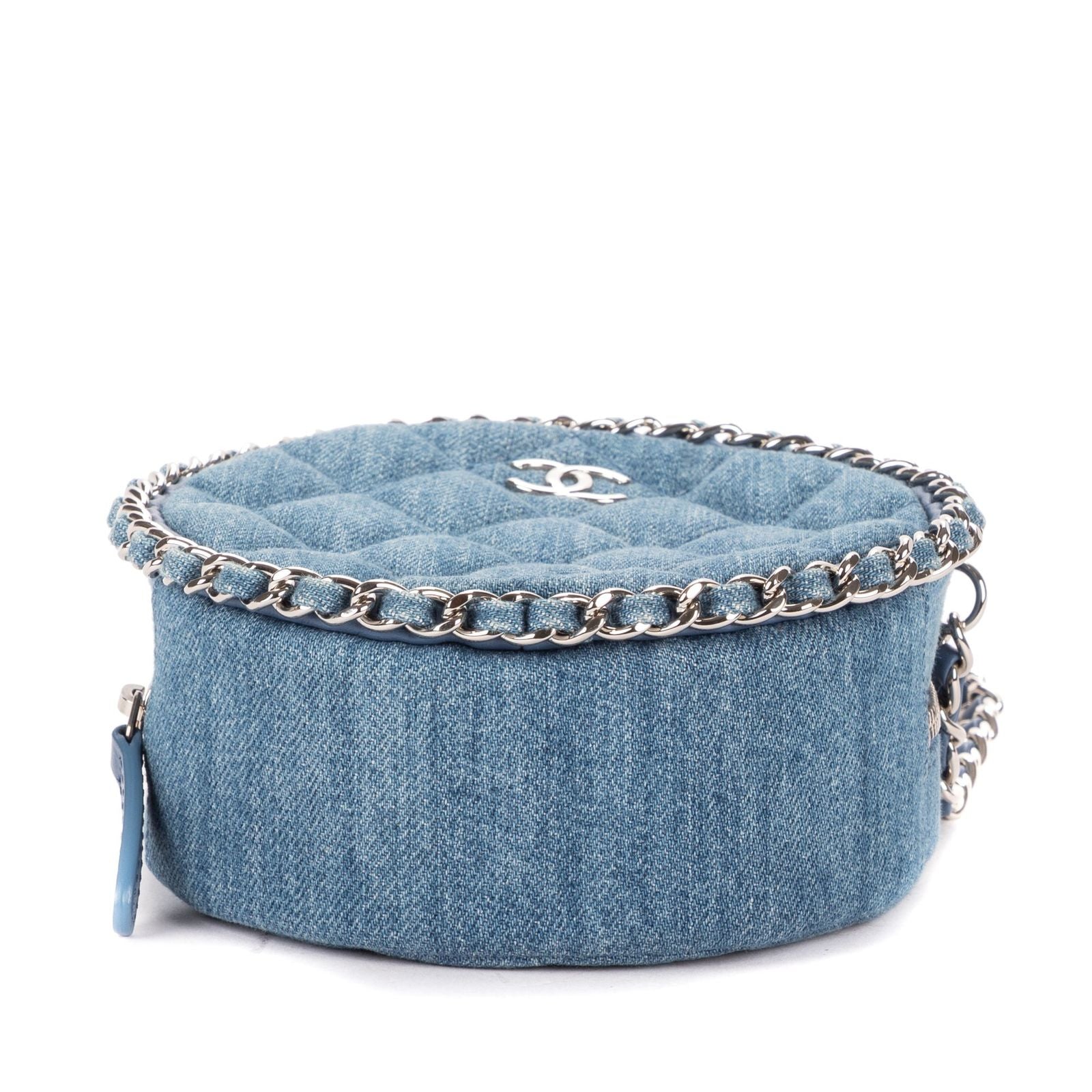 Chanel Mini Round Clutch Blue Denim Quilted — view 6