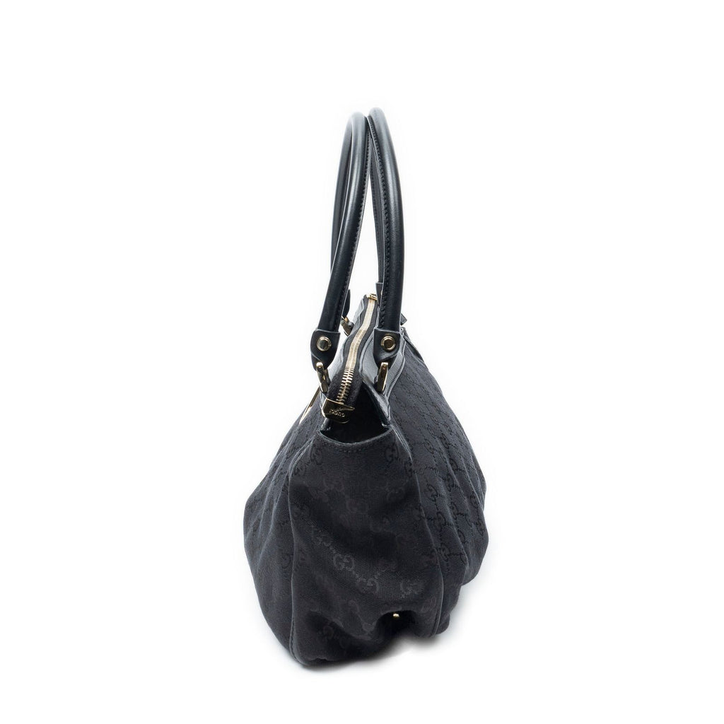 Gucci Abbey D-ring Zip Tote Black GG Canvas — view 3