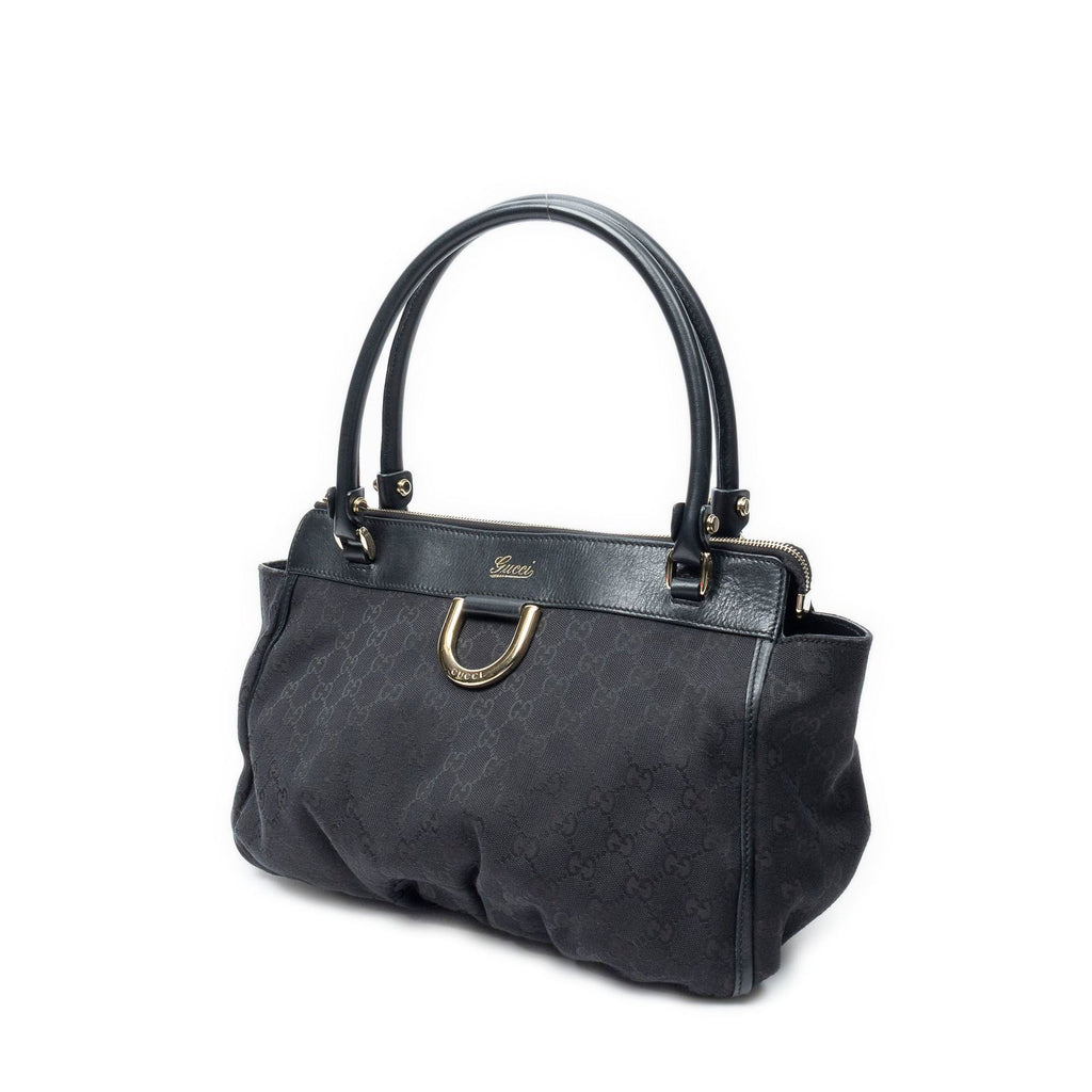 Gucci Abbey D-ring Zip Tote Black GG Canvas — view 2