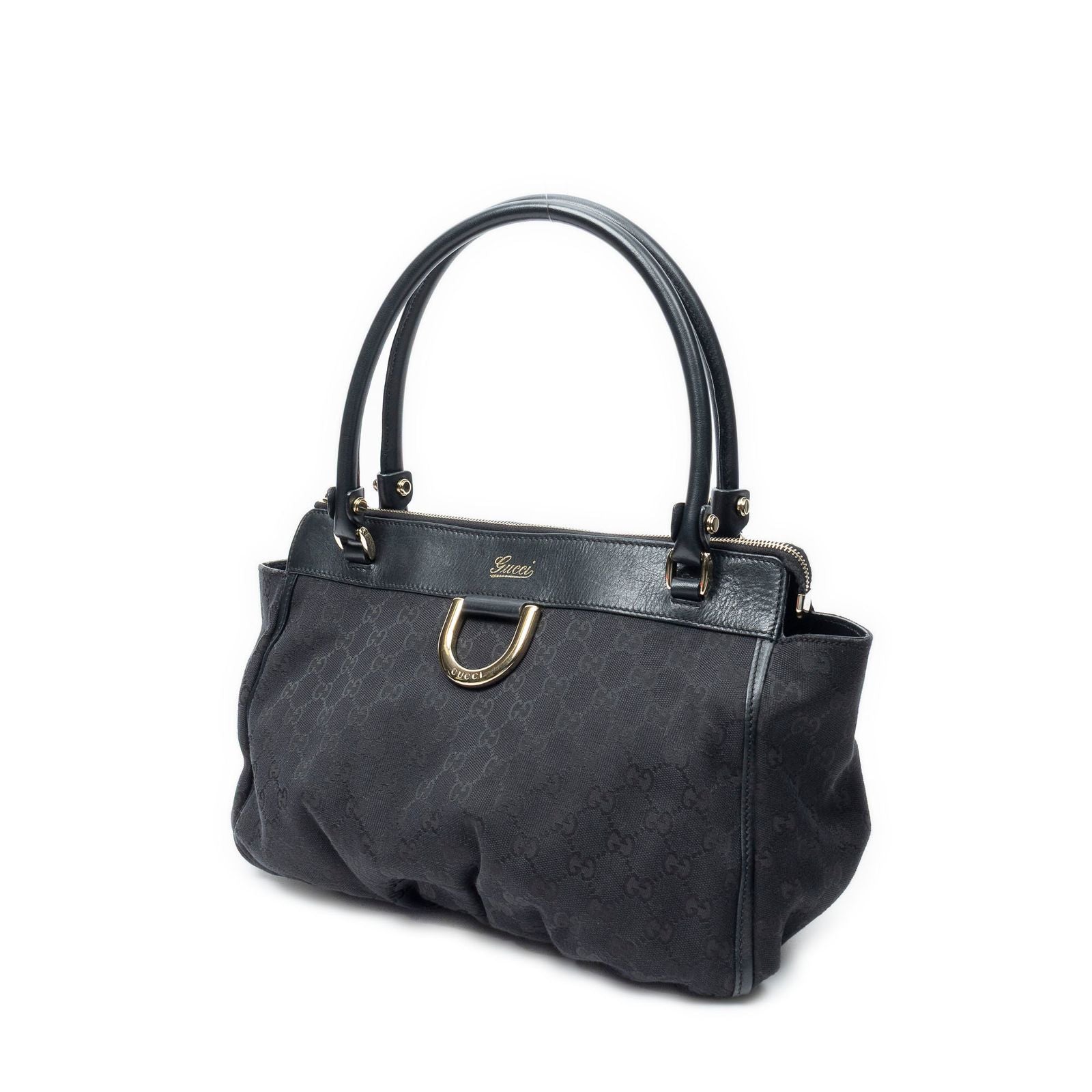 Gucci Abbey D-ring Zip Tote Black GG Canvas — view 2