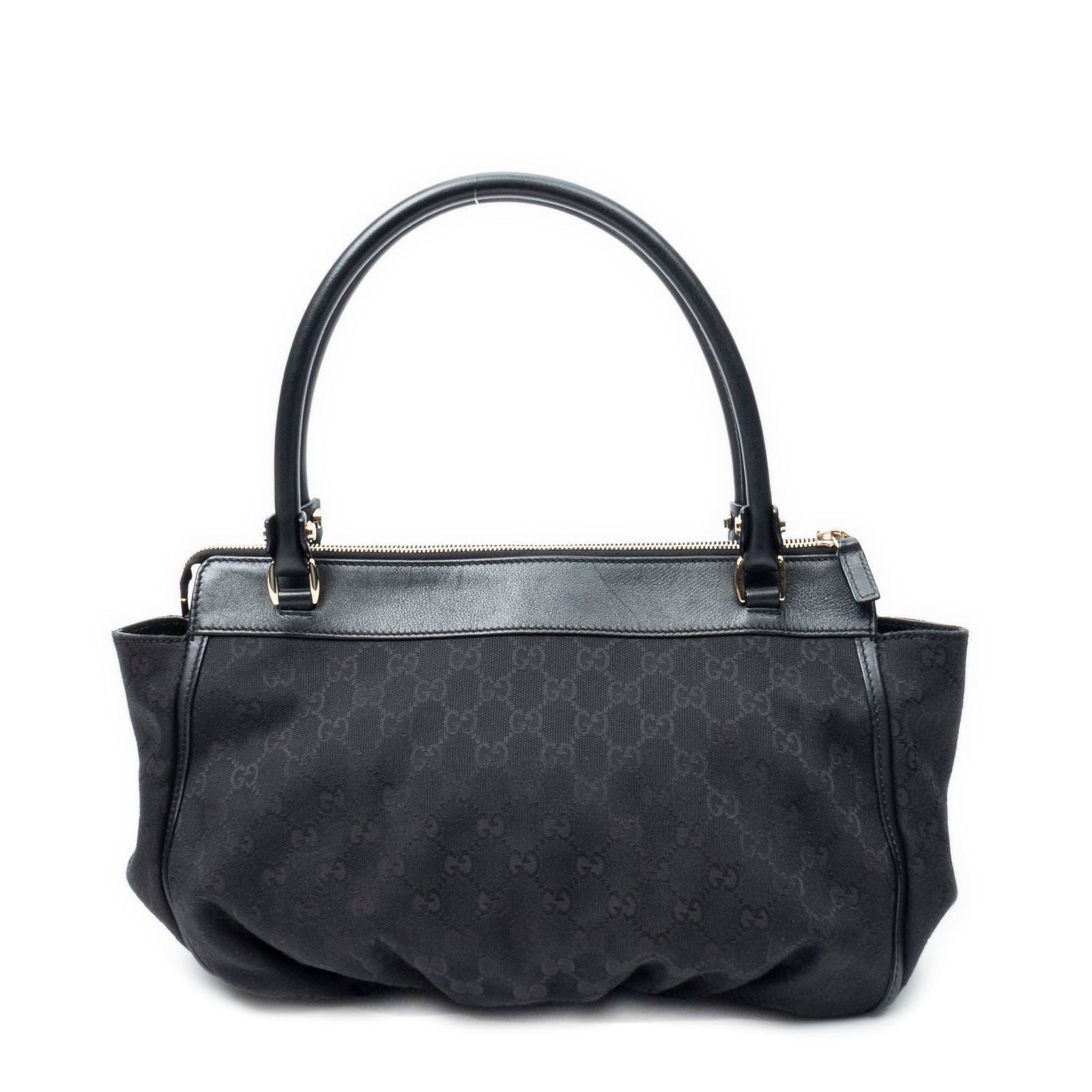 Gucci Abbey D-ring Zip Tote Black GG Canvas — view 5