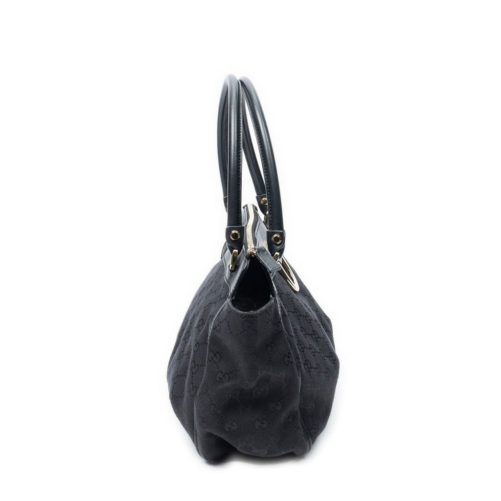 Gucci Abbey D-ring Zip Tote Black GG Canvas — view 4