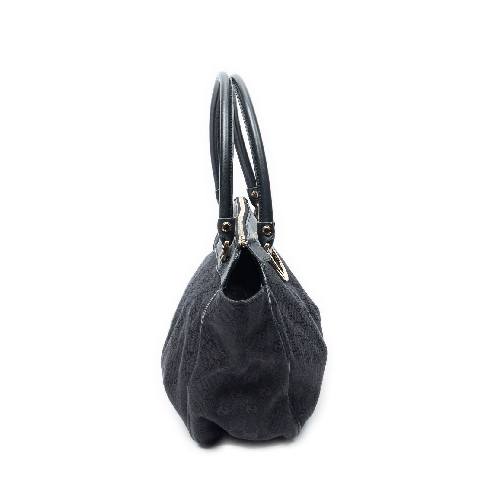 Gucci Abbey D-ring Zip Tote Black GG Canvas — view 4