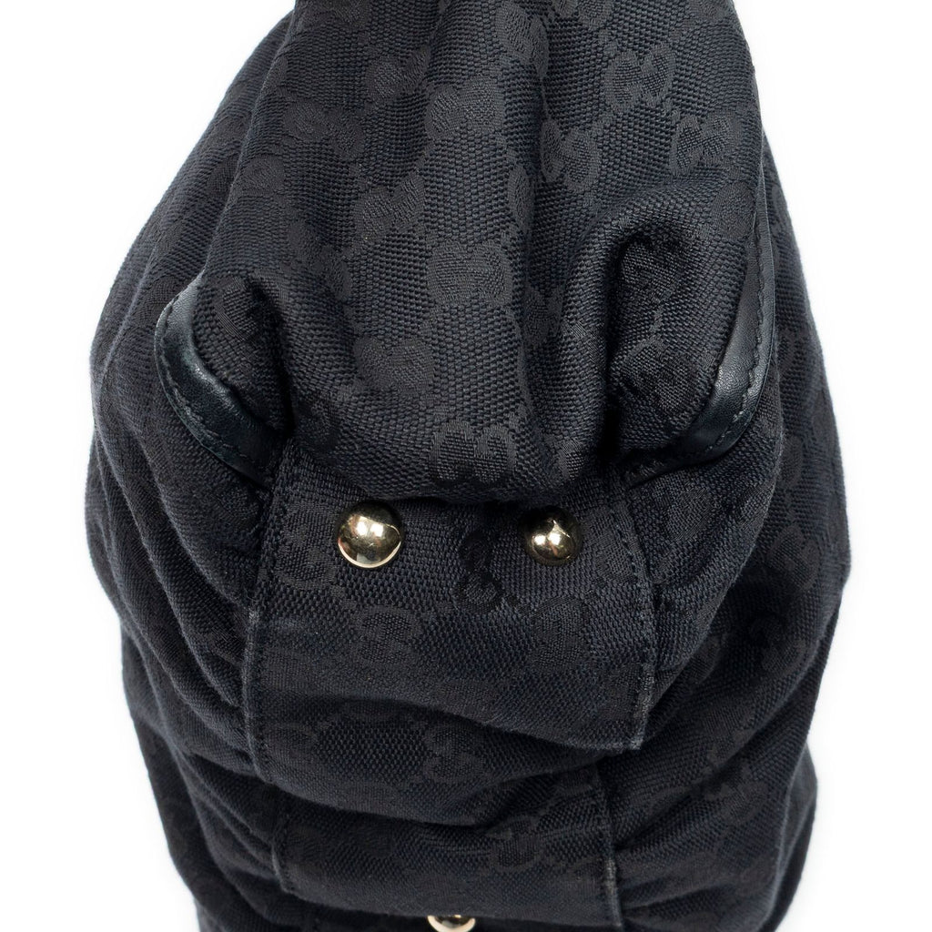Gucci Abbey D-ring Zip Tote Black GG Canvas — view 7