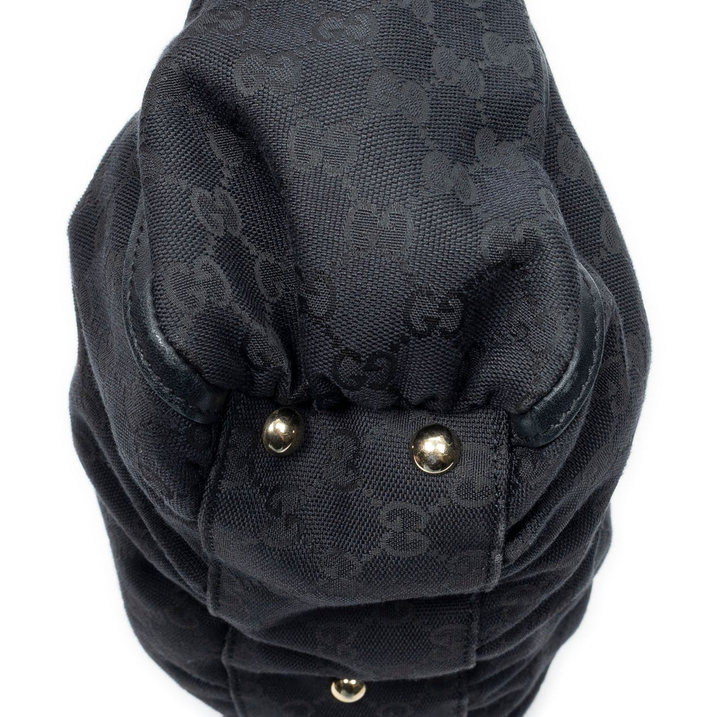 Gucci Abbey D-ring Zip Tote Black GG Canvas — view 8