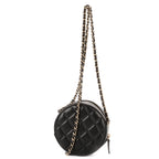 Chanel Mini Lucky Charms Round Clutch Black Quilted Lambskin Leather — view 5