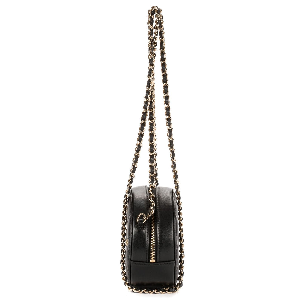 Chanel Mini Lucky Charms Round Clutch Black Quilted Lambskin Leather — view 3