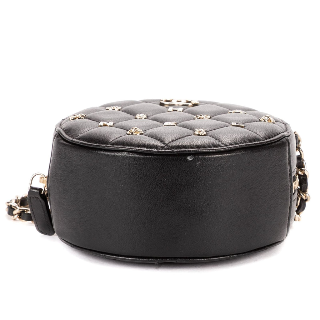 Chanel Mini Lucky Charms Round Clutch Black Quilted Lambskin Leather — view 6