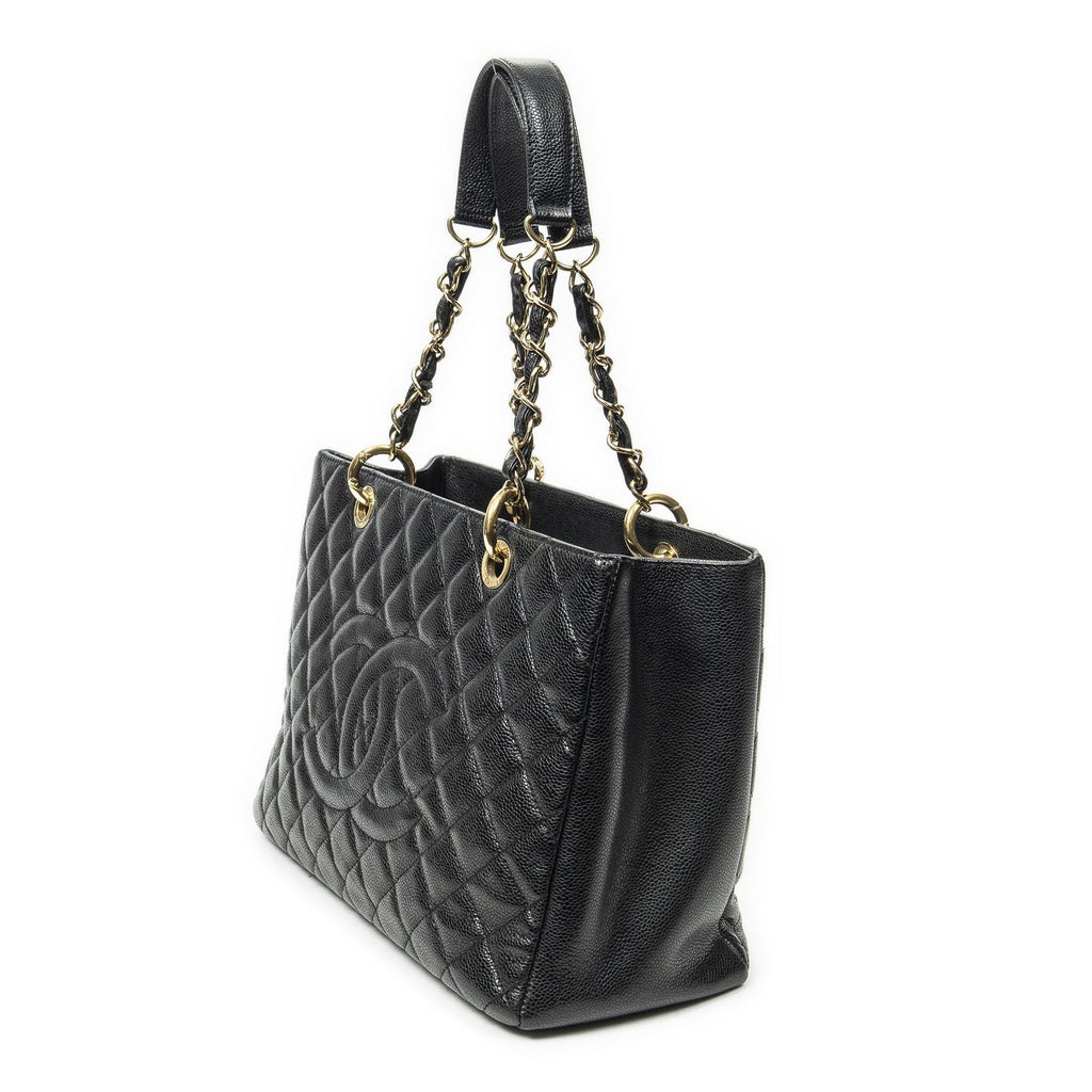Chanel Grand Shopping Tote GST Black Quilted Caviar Leather — view 2