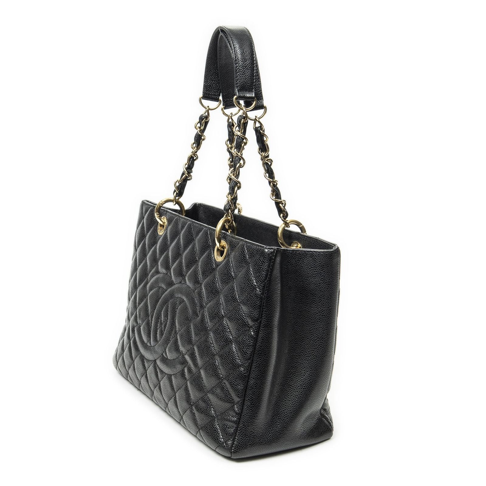 Chanel Grand Shopping Tote GST Black Quilted Caviar Leather — view 2