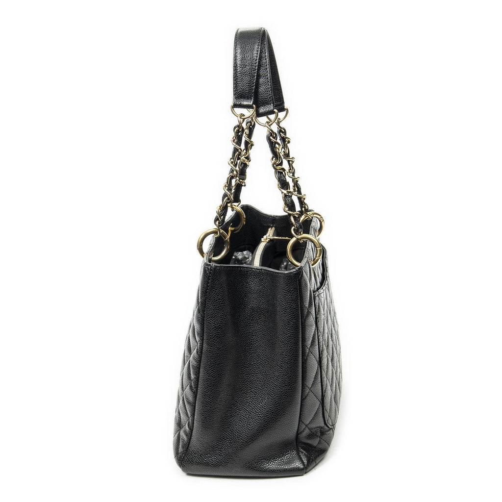Chanel Grand Shopping Tote GST Black Quilted Caviar Leather — view 3